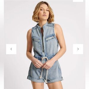 Free People NWT One Teaspoon Denim Sleeveless Jumpsuit w Drawstring Waist size M